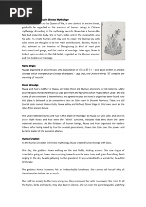 Nuwa A Goddessin Chinese Mythology (Article)