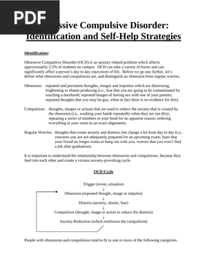 Obsessive Compulsive Disorder: Identification and Self-Help Strategies