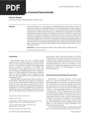 Pathophysiology of internal hemorrhoids