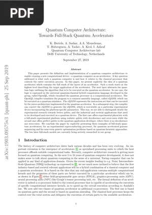 Quantum Computer Architecture - Towards Full-Stack Quantum Accelerators