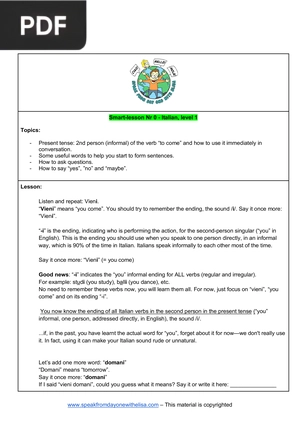 Smart-lesson Nr 0 - Italian, level 1