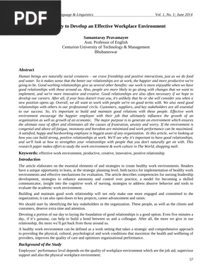 Strategy to Develop an Effective Workplace Environment (Article)