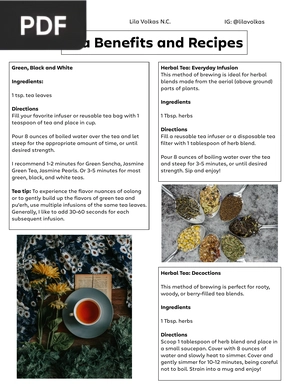 Tea Benefits and Recipes (Article)
