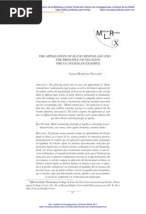 The Application of Blank Criminal Law and the Principle of Legality: The Guatemalan Example