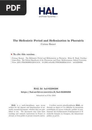 The Hellenistic Period and Hellenization in Phoenicia