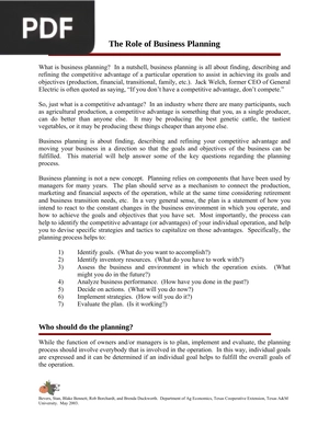 The Role of Business Planning