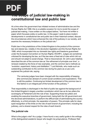 The Scope of Judicial Law Making in Constitutional Law and Public Law