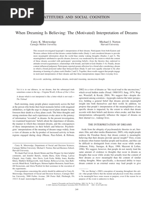 When Dreaming Is Believing: The (Motivated) Interpretation of Dreams