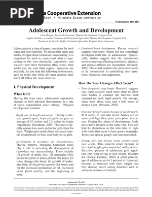 Adolescent Growth and Development (Article)