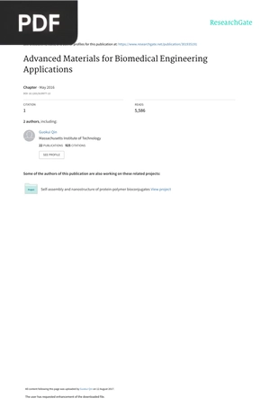Advanced Materials for Biomedical Engineering Applications
