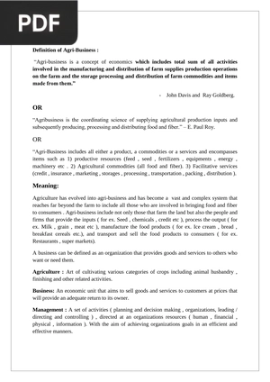 Agribusiness