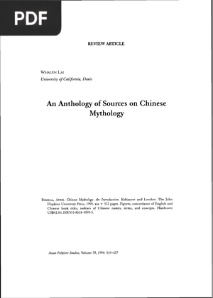 An Anthology of Sources on Chinese Mythology (Article)