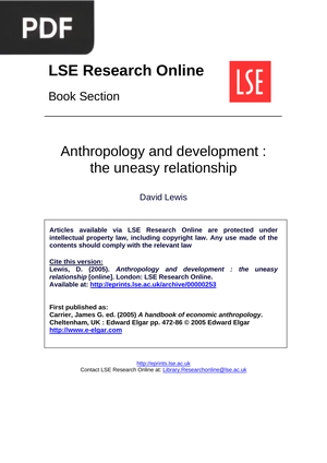 Anthropology and development -the uneasy relationship-