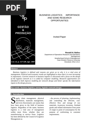 Business logistics. Importance and some research opportunities