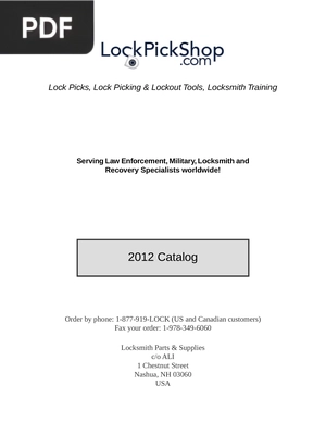 Catalog - Lock Picks, Lock Picking & Lockout Tools, Locksmith Training