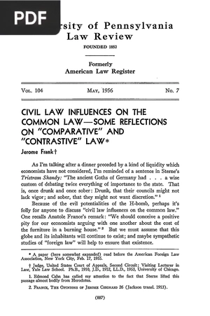 Civil law influences on the common law. Some reflections on Comparative and Contrastive law