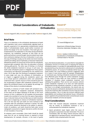 Clinical Considerations of Endodontic Orthodontics (Article)