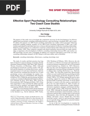 Effective Sport Psychology Consulting Relationships: Two Coach Case Studies