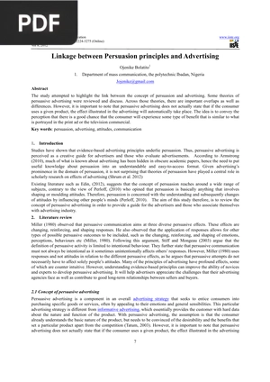 Linkage between Persuasion principles and Advertising (Article)