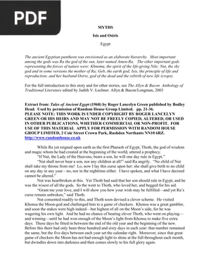 MYTHS Isis and Osiris (Article)