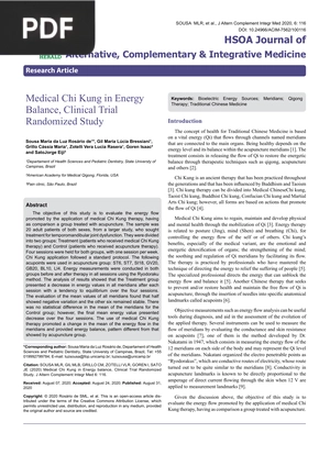 Medical Chi Kung in Energy Balance, Clinical Trial Randomized Study (Article)