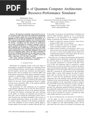 Optimization of Quantum Computer Architecture using a Resource-Performance Simulator (Article)