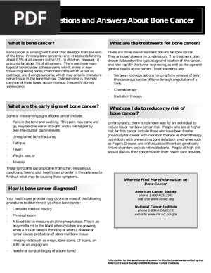 Questions and Answers About Bone Cancer (Article)
