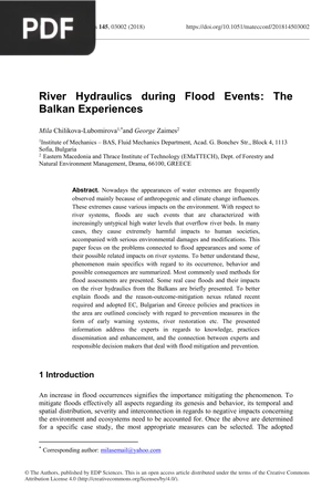 River Hydraulics during Flood Events: The Balkan Experiences
