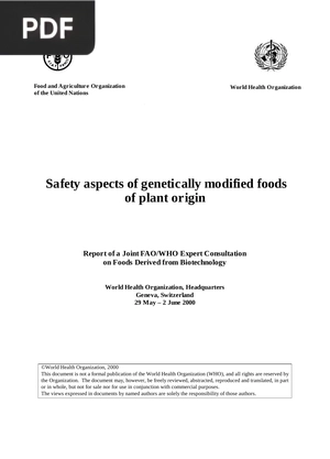 Safety aspects of genetically modified foods of plant origin
