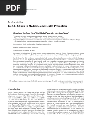 Tai Chi Chuan in Medicine and Health Promotion