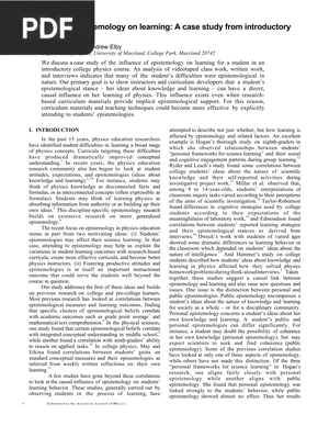 The Impact of Epistemology on Learning a Case Study From Introductory Physics