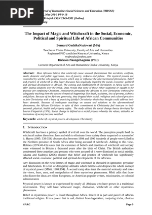 The Impact of Magic and Witchcraft in the Social, Economic, Political and Spiritual Life of African Communities