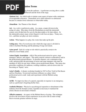 Theatre Appreciation Terms