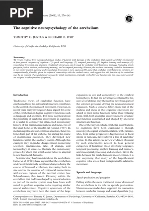 The cognitive neuropsychology of the cerebellum