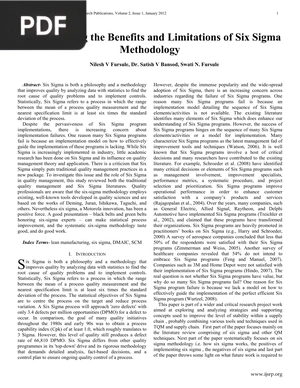 Understanding the benefits and limitations of six Sigma Methodology (Article)