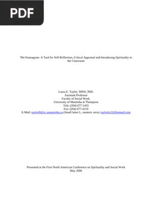 The Enneagram - A Tool for Self-Reflection, Critical Appraisal and Introducing Spirituality in the Classroom