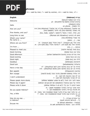 Useful Hebrew phrases (Article)