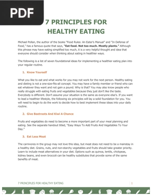 7 principles for healthy eating