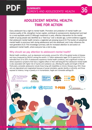 Adolescent Mental Health: Time For Action (Article)