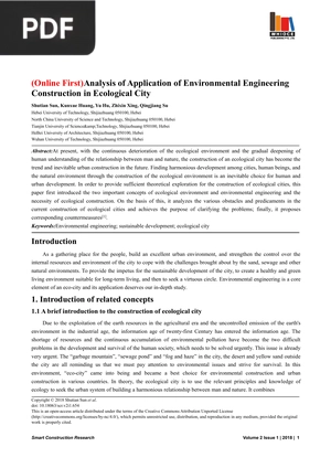 Analysis of Application of Environmental Engineering Construction in Ecological City