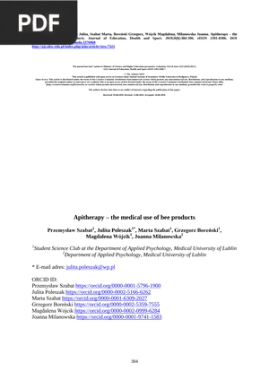 Apitherapy - the medical use of bee products