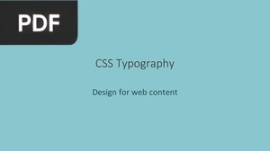 CSS Typography - Design for web content (Presentation)