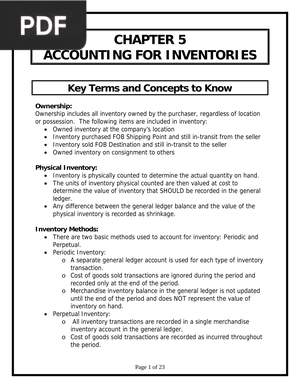 Chapter 5 Accounting for inventories