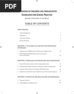 Depression in Children and Adolescents Guidelines for School Practice