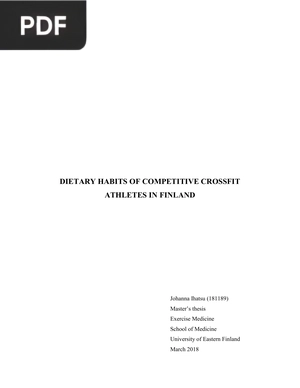 Dietary Habits of Competitive Crossfit Athletes in Finland