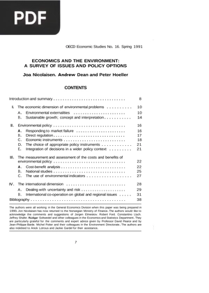 Economics and the environment: a survey of issues and policy options