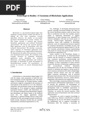 From Hype to Reality: A Taxonomy of Blockchain Applications (Article)