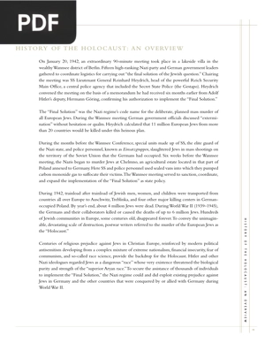 History of the Holocaust: An Overview