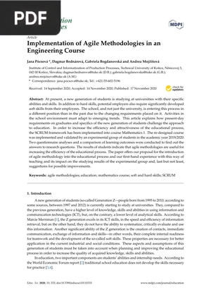 Implementation of Agile Methodologies in an Engineering Course