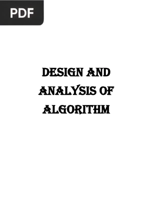 Lecture Notes on Design and Analysis of Algorithm